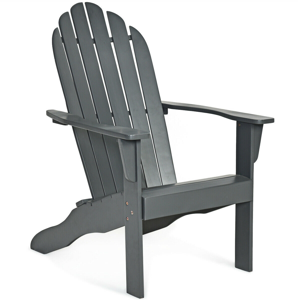 Acacia Wood Outdoor Adirondack Chair with Ergonomic Design-Gray
