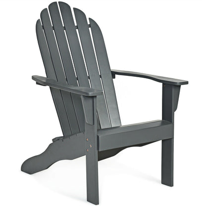 Acacia Wood Outdoor Adirondack Chair with Ergonomic Design-Gray