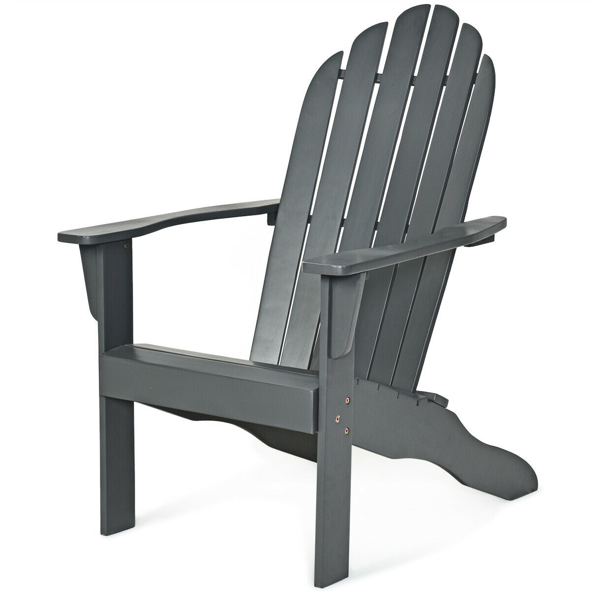 Acacia Wood Outdoor Adirondack Chair with Ergonomic Design-Gray