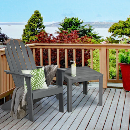 Acacia Wood Outdoor Adirondack Chair with Ergonomic Design-Gray