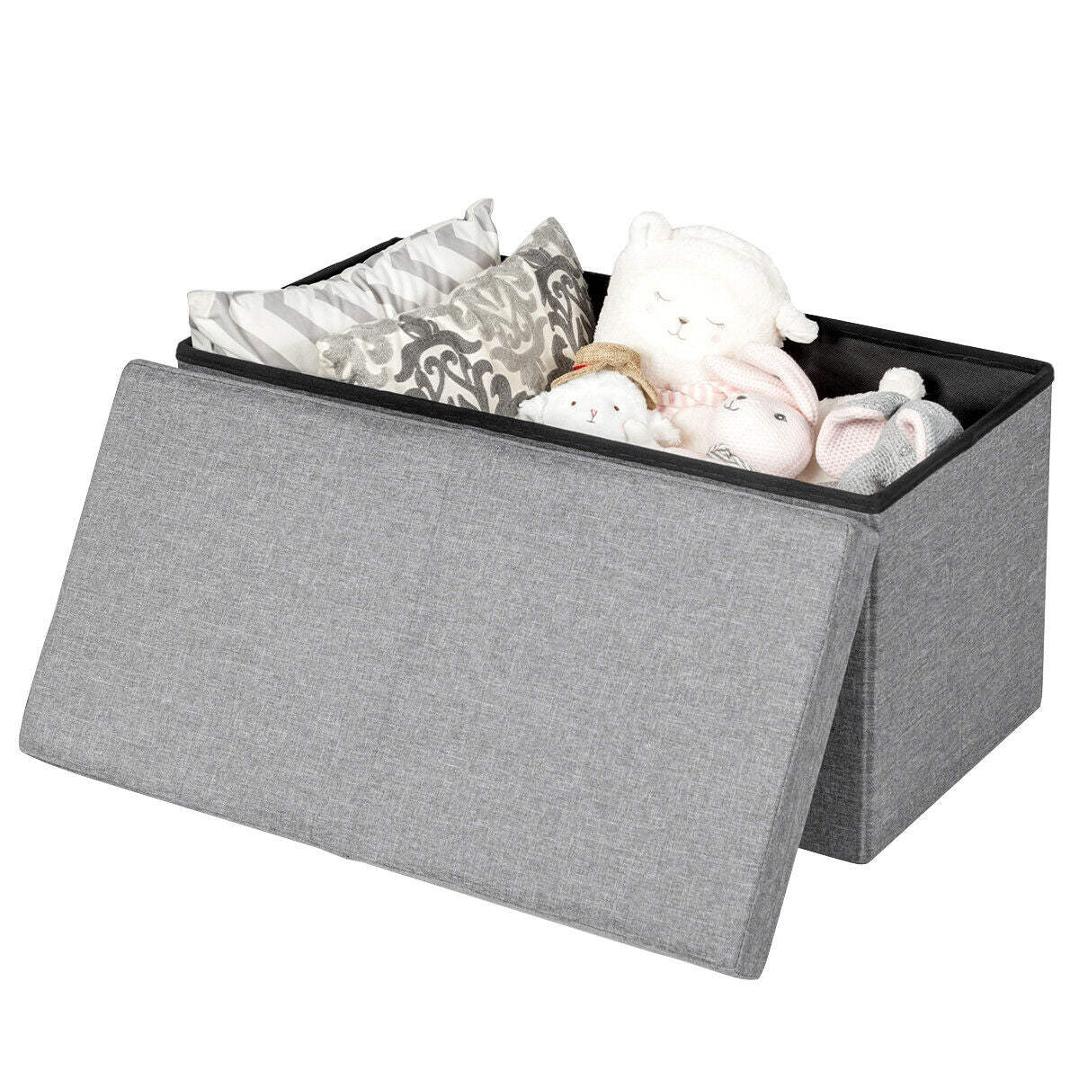 30" Folding Storage Ottoman with Lift Top-Light Gray