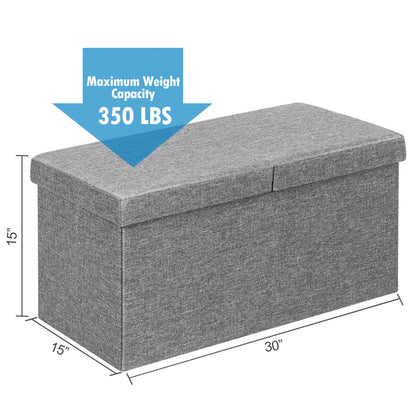 30" Folding Storage Ottoman with Lift Top-Light Gray