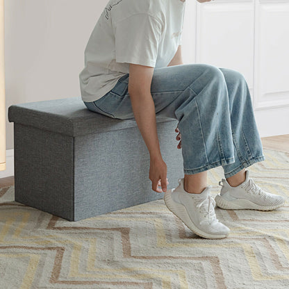 30" Folding Storage Ottoman with Lift Top-Light Gray