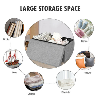 30" Folding Storage Ottoman with Lift Top-Light Gray