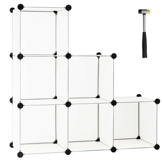 6 Cubes Storage Organizer with Rustproof Steel Frame for Indoor Use-White