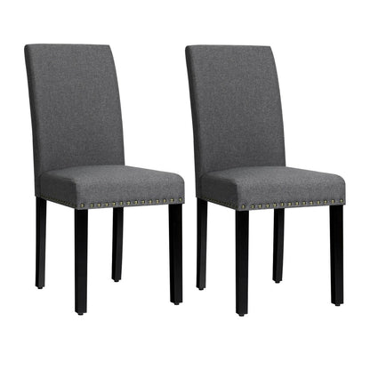Set of 2 Fabric Upholstered Dining Chairs with Nailhead-Light Sage