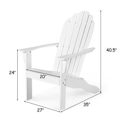 Acacia Wood Outdoor Adirondack Chair with Ergonomic Design-White