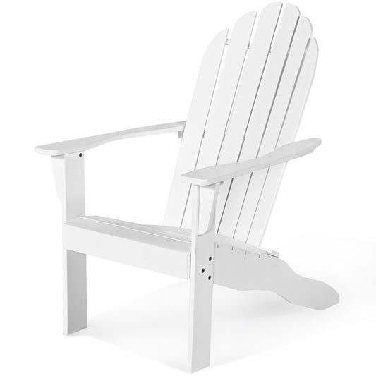 Acacia Wood Outdoor Adirondack Chair with Ergonomic Design-White