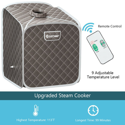 2L Portable Folding Steam Sauna Spa-Gray