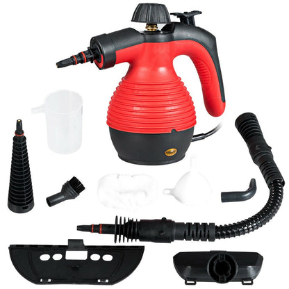 1050W Multi-Purpose Handheld Pressurized Steam Cleaner-Red