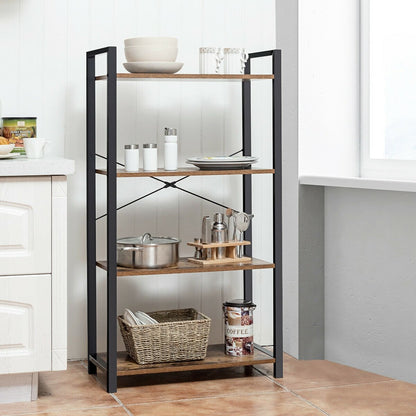 4-Tier Bookshelf Industrial Bookcase Plant Flower Stand-Black