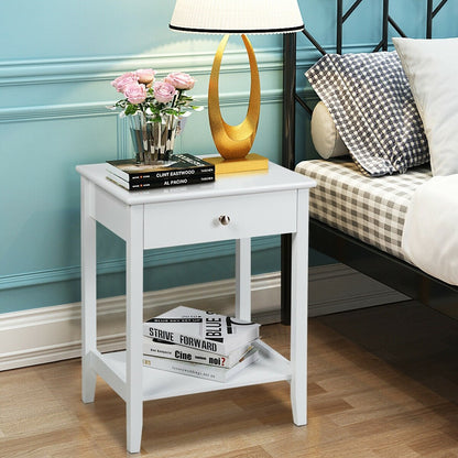 Wooden Bedside Sofa Table with Sliding Drawer-Brown