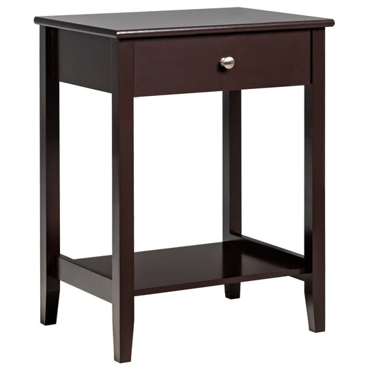 Wooden Bedside Sofa Table with Sliding Drawer-Brown