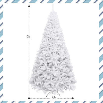 6 Feet / 7.5 Feet / 9 Feet Hinged Artificial Christmas Tree with Metal Stand-9 Feet