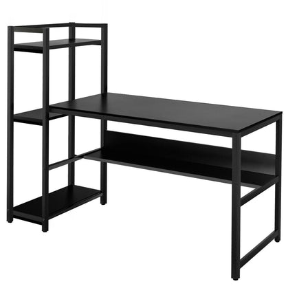 59-Inch Computer Desk Home Office Workstation 4-Tier Storage Shelves-Black