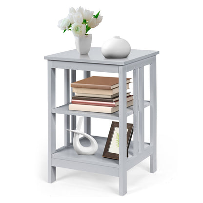 3-tier Side Table Nightstand with Stable Structure-Black