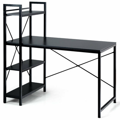 47.5 Inch Writing Study Computer Desk with 4-Tier Shelves-Black