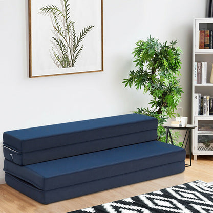 4" Quart Folding Futon Sleepover Sofa Bed Foam Mattress-Queen size