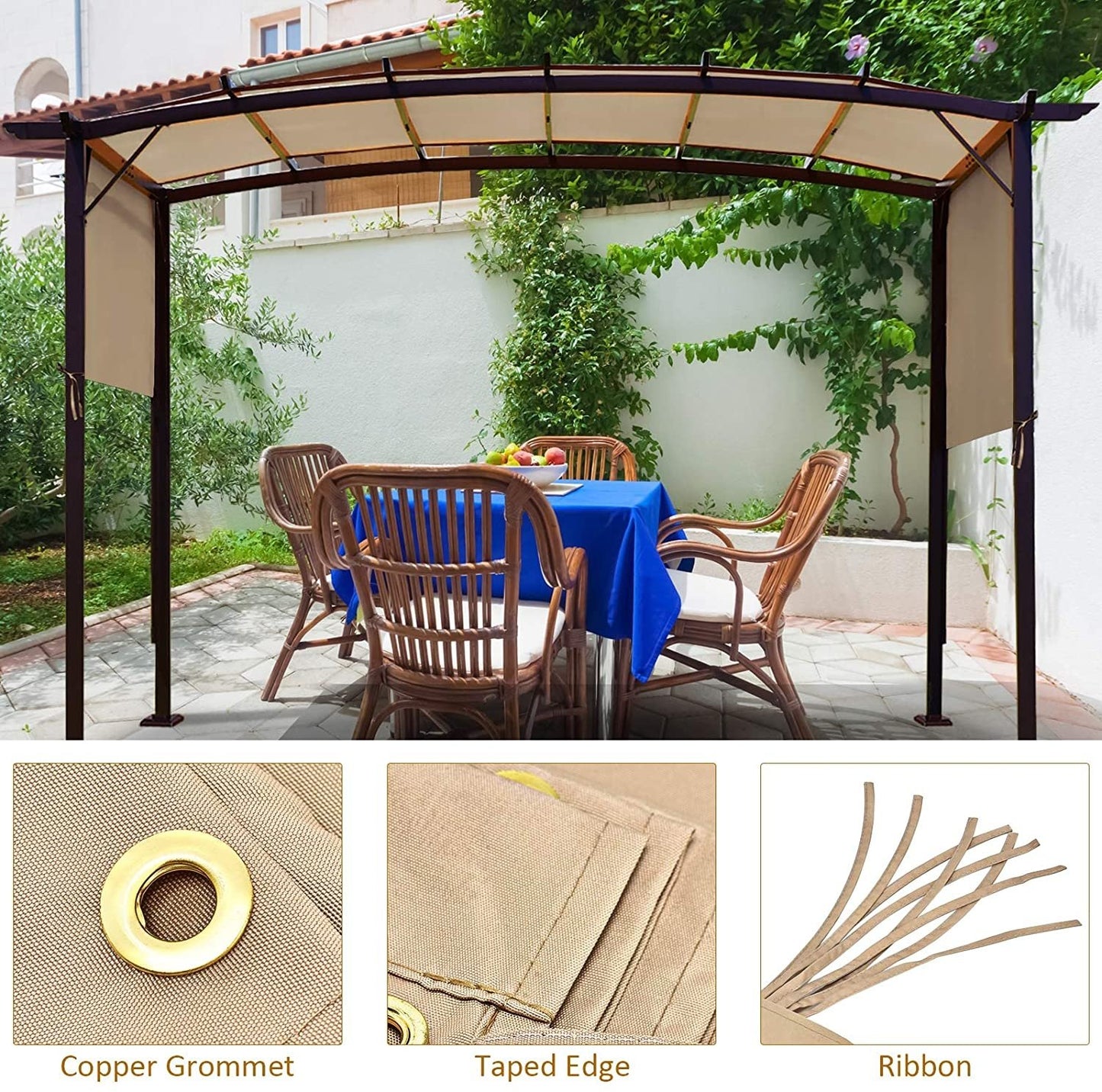 6.7 x 17 Feet Pergola Structure Universal Replacement Canopy Cover