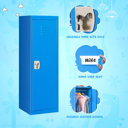 48 Inch Kid Safe Storage Children Single Tier Metal Locker-Blue