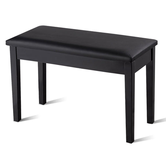 Solid Wood PU Leather Padded Piano Bench Keyboard Seat-Black