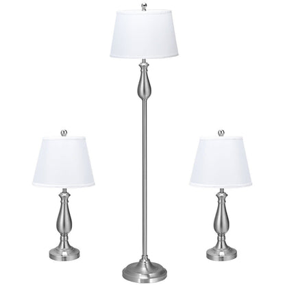 3 Pieces Brushed Nickel Lamp Set-Black