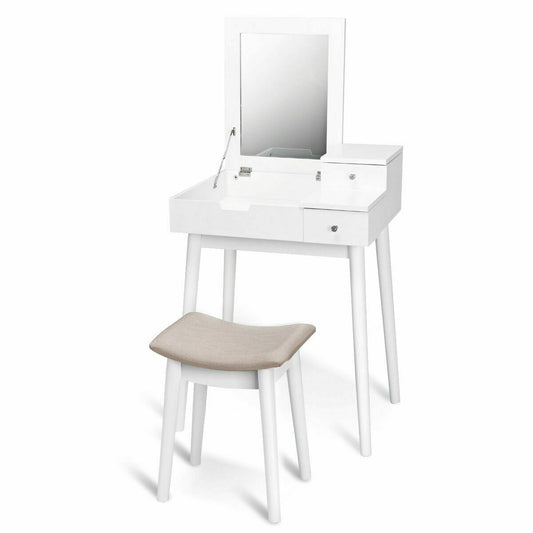 Vanity Dressing Table Set Flip Mirror Desk Furniture Stool