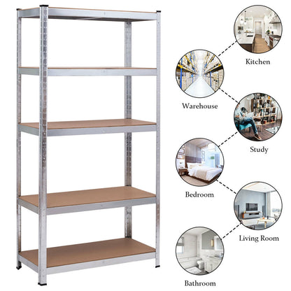 72 Inch Storage Shelf Steel Metal 5 Levels Adjustable Shelves
