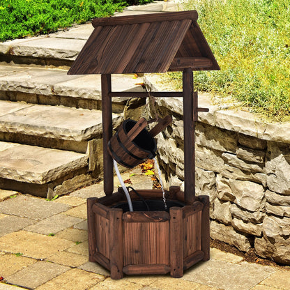 Garden Wooden Wishing Water Fountain with Pump