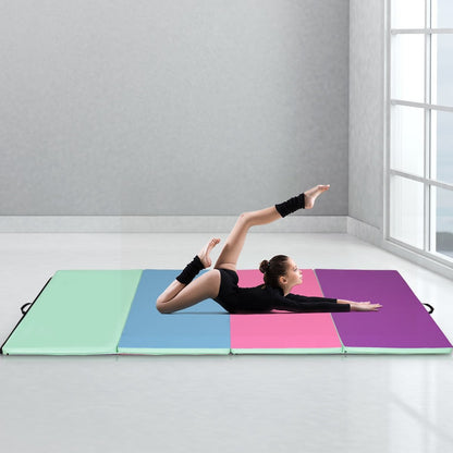 4 Feet x 10 Feet Thick Folding Panel Gymnastics Mat-Black