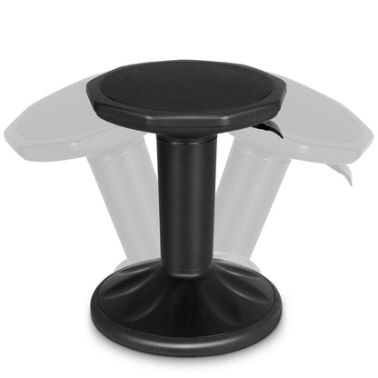Adjustable Active Learning Stool Sitting Home Office Wobble Chair with Cushion Seat -Black