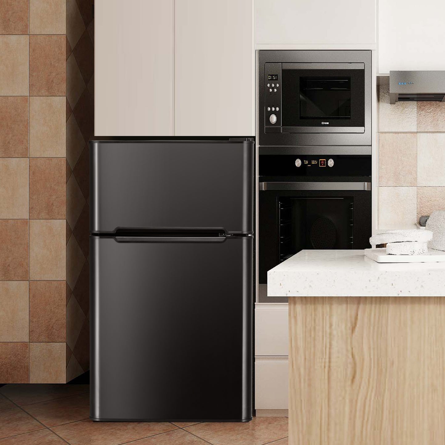 3.2 cu ft. Compact Stainless Steel Refrigerator-Black