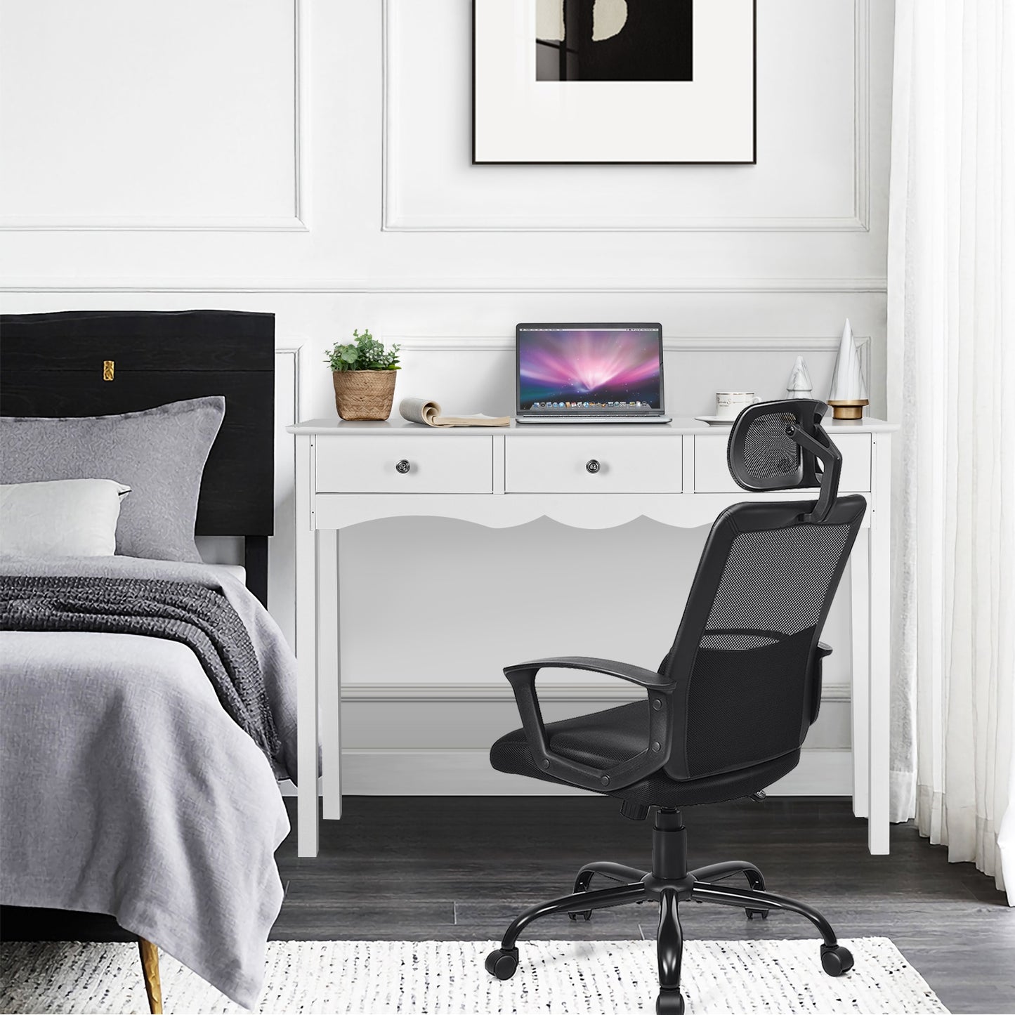 Hall table Side Table w/ 3 Drawers-Black