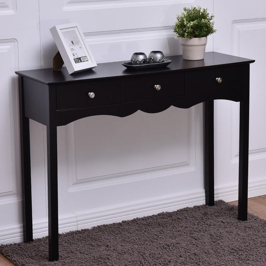 Hall table Side Table w/ 3 Drawers-Black