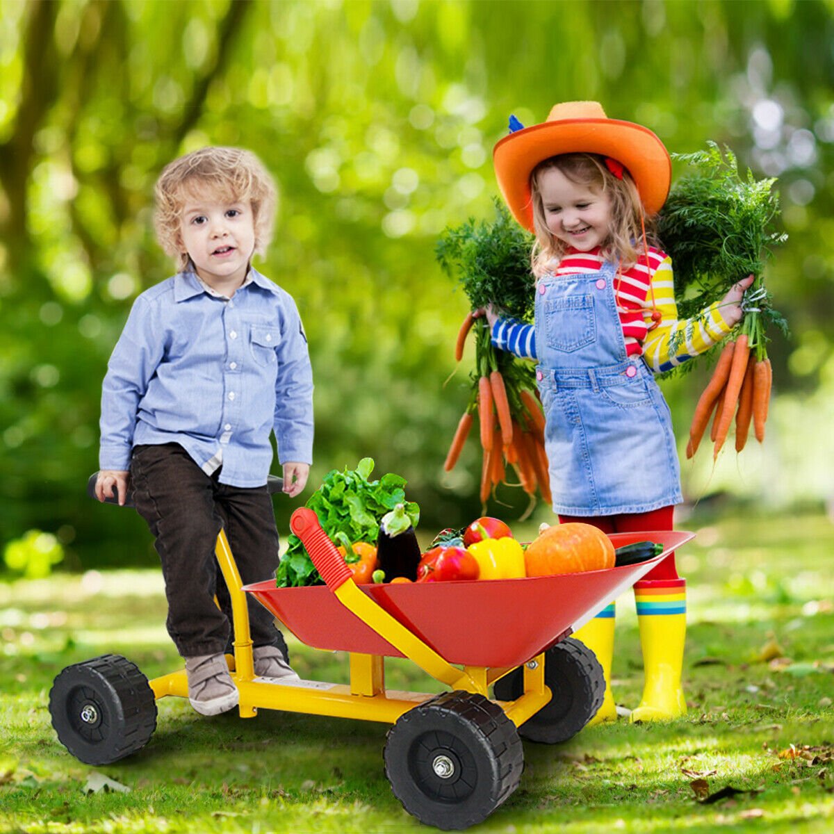 8 Inch Heavy Duty Kids Ride-on Sand Dumper with 4 Wheels-Lime Green