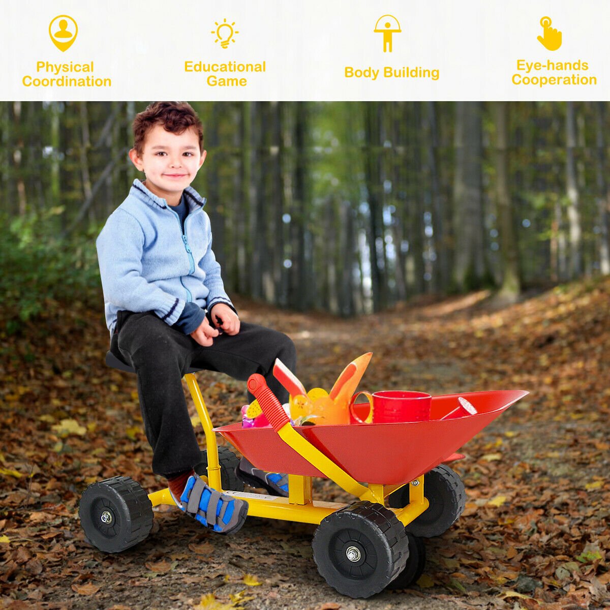 8 Inch Heavy Duty Kids Ride-on Sand Dumper with 4 Wheels-Lime Green