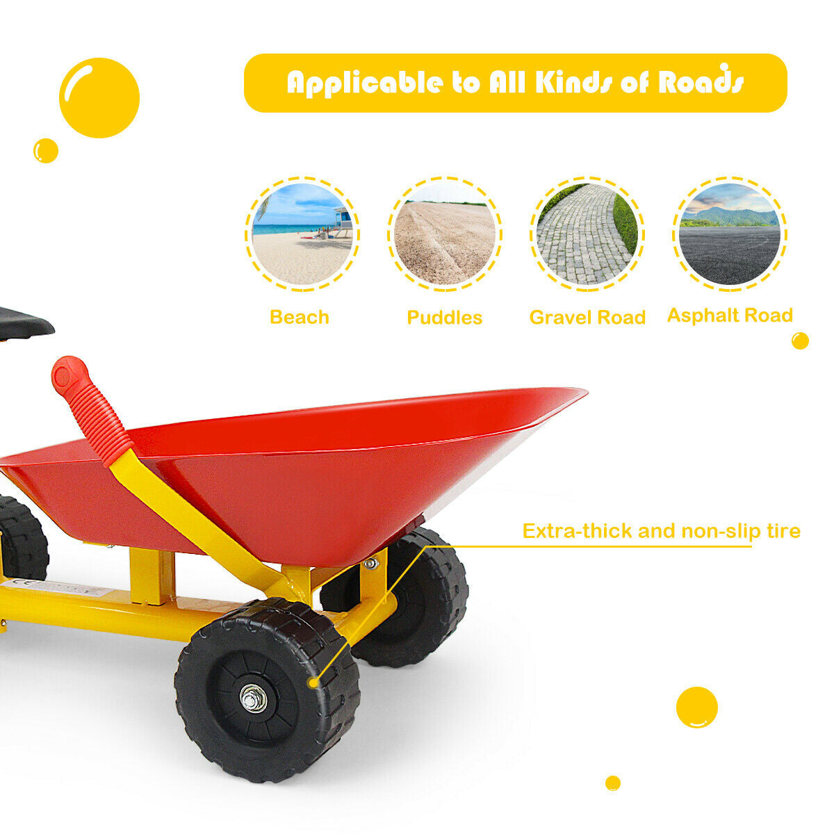8 Inch Heavy Duty Kids Ride-on Sand Dumper with 4 Wheels-Red