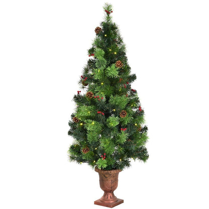 3'/4'/5' LED Christmas Entrance Tree w/ Red Berries Pine Cones-4'