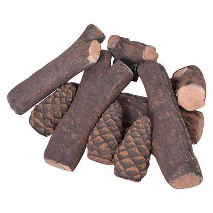 9 Pieces Ceramic Fireplace Imitation Wood Propane Log Set