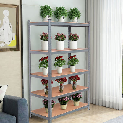71 inch Heavy Duty Steel Adjustable 5 Level Storage Shelves-Black