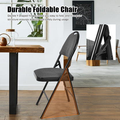 6 Pack Folding Chairs Portable Padded Office Kitchen Dining Chairs-Black