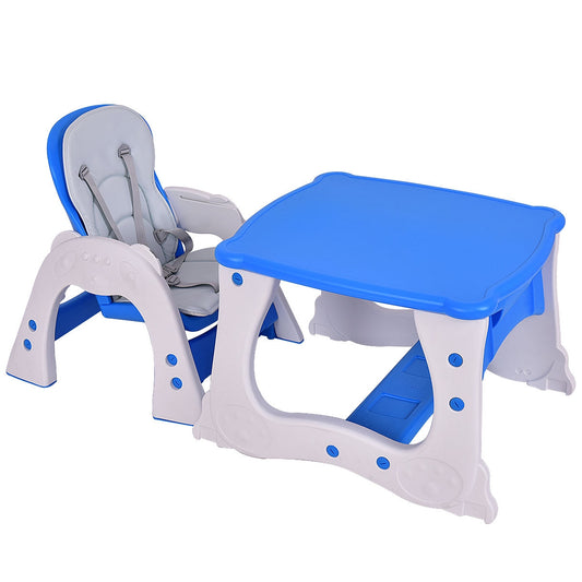 3 in 1 Convertible Play Table Seat Baby High Chair-Blue