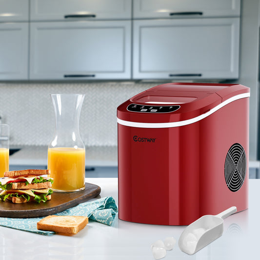Mini Portable Compact Electric Ice Maker Machine-Red