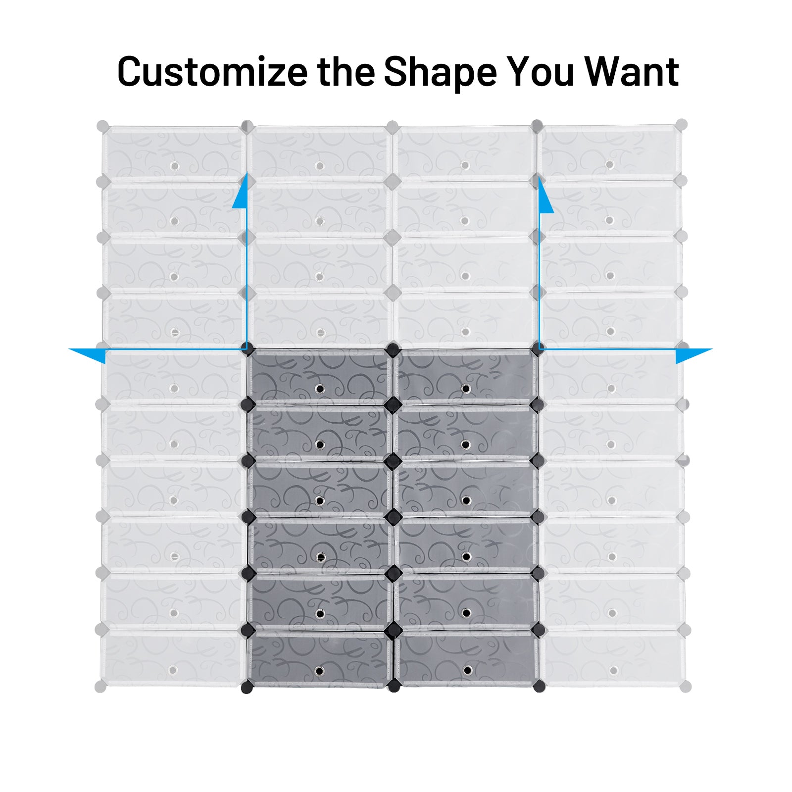 12-Cube DIY Portable Plastic Shoe Rack with Transparent Doors - Direct by Wilsons Home Store