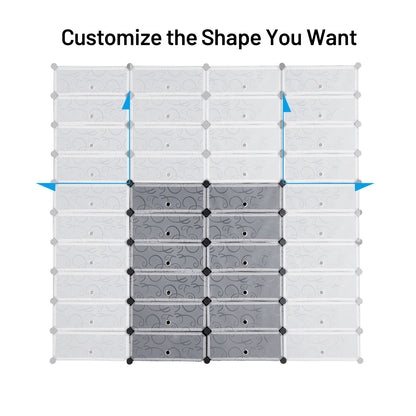 12-Cube DIY Portable Plastic Shoe Rack with Transparent Doors - Direct by Wilsons Home Store