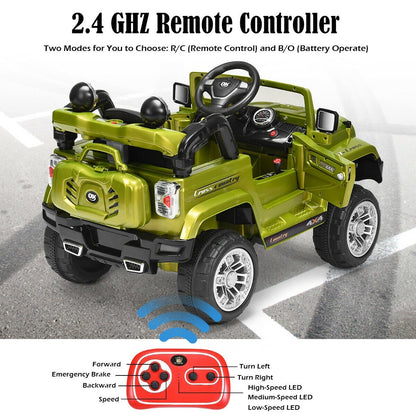 12 V Kids Ride on Truck with MP3 + LED Lights-Black
