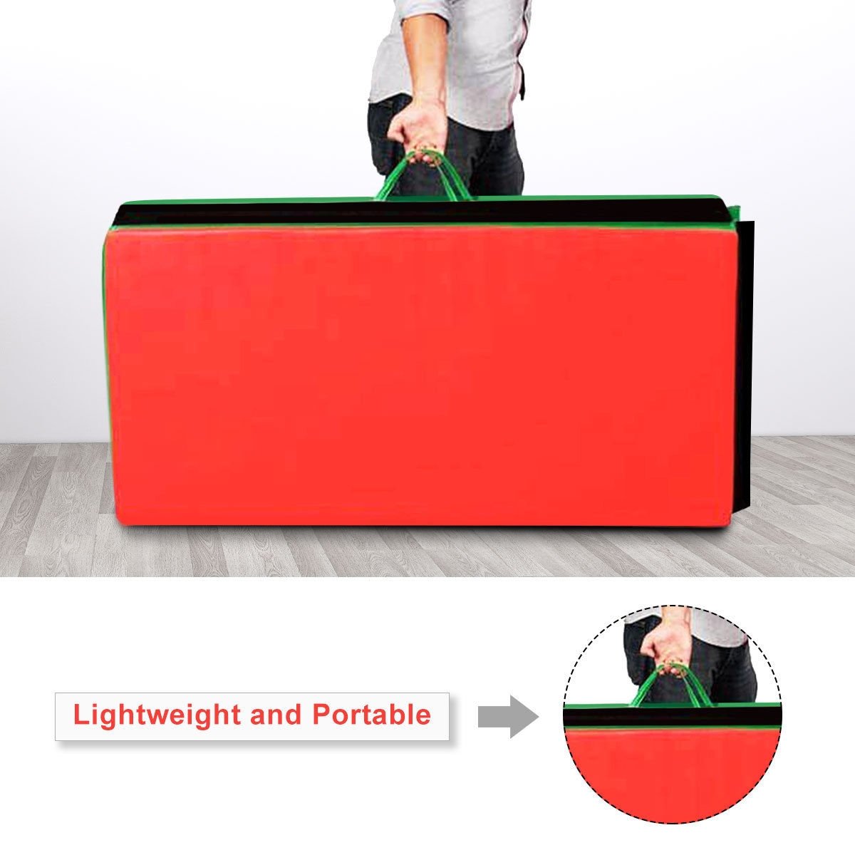 4 Feet x 10 Feet Thick Folding Panel Gymnastics Mat-Black