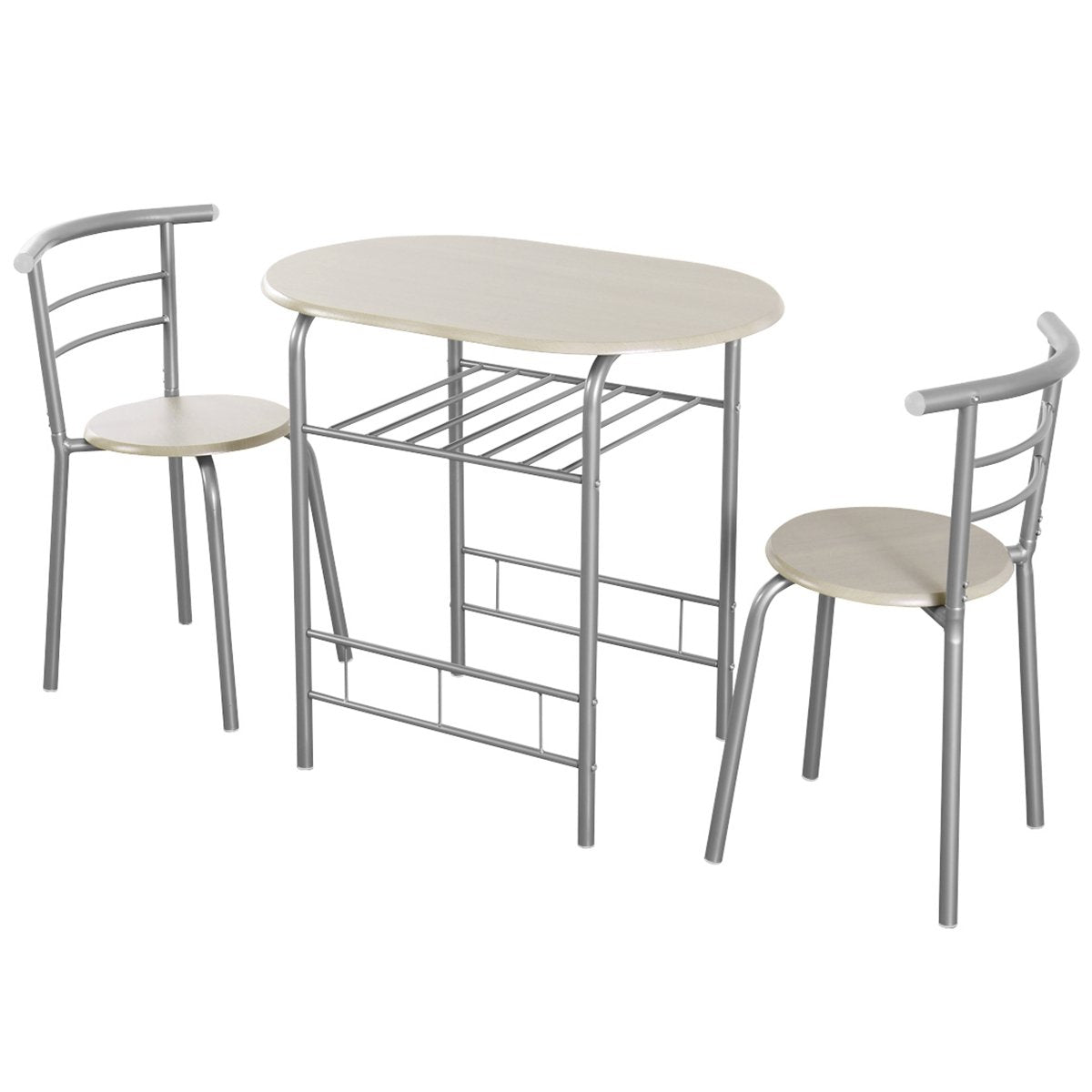 Home Kitchen 3 pcs Bistro Pub Dining Table 2 Chairs Set-Black