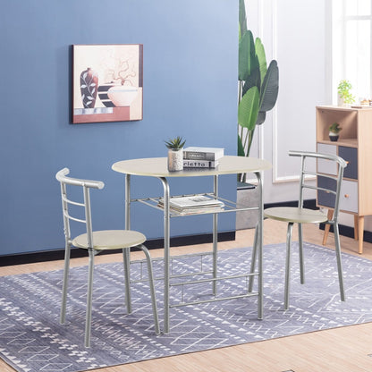 Home Kitchen 3 pcs Bistro Pub Dining Table 2 Chairs Set-Black