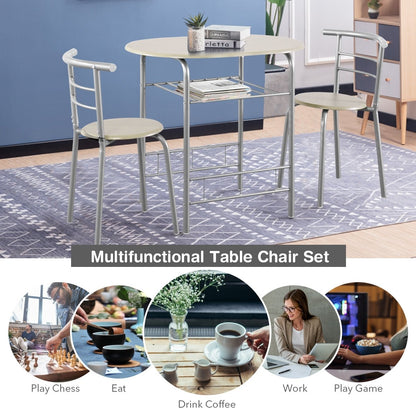Home Kitchen 3 pcs Bistro Pub Dining Table 2 Chairs Set-Black
